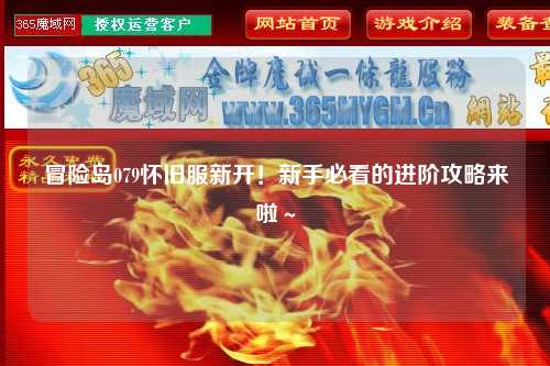 冒险岛079怀旧服新开！新手必看的进阶攻略来啦～